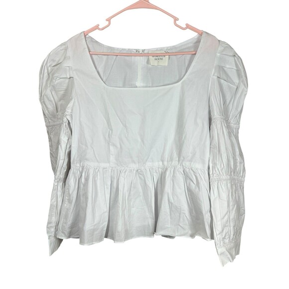 Tuckernuck NWT Hyacinth House‎ Clemons Long Sleeve Puff Blouse White L Boho - Picture 2 of 13